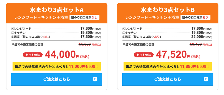東京ガスのハウスクリーニング大掃除セット割引の料金例
