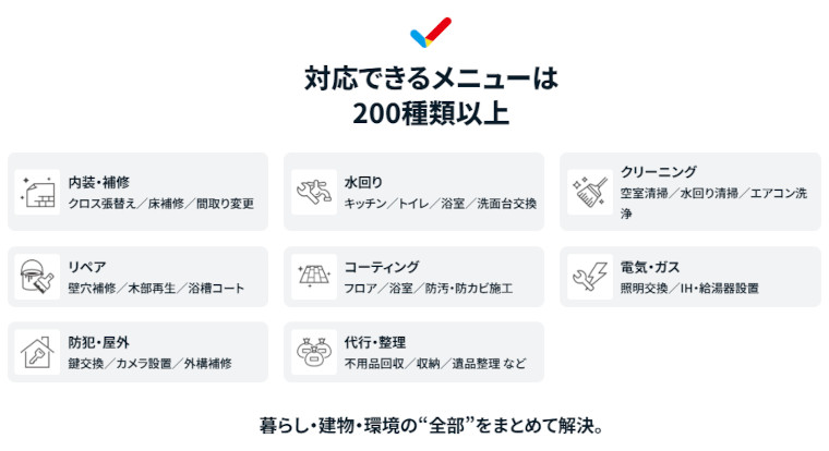 Kirei One（キレイワン）のサービス種類例